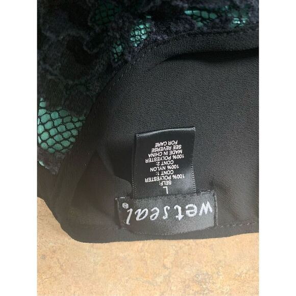 Wetseal Junior Lace Crew Neck Lined Short Sleeve Top Blouse Black Size Large - Picture 6 of 8